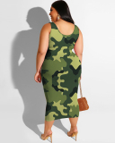 Hot Sale Summer Women Florals Leopard Sleeveless Tie Dye Casual Plus Size Dresses L-4XL