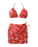 Women Tie Dye Halter Neck Sexy Three Pieces Set Plus Size Swimwear Green Blue Pink Red L-4XL