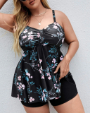 Hot Sale Women Ruffles Florals Mesh Plus Size Swimsuits L-4XL