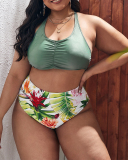 Women Sexy Florals Printed Plus Size Swimwear L-4XL