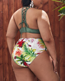 Women Sexy Florals Printed Plus Size Swimwear L-4XL