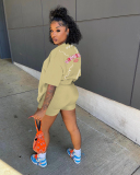 Cartoon Printed Women Short Sleeve Two Piece Set S-XXL