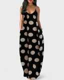 Hot Sale Women Sleeveless Oversize Polka Dot Maxi Dress Plus Size Dresses Pink Sky Blue Black Apricot S-5XL