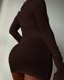 Women Solid Color Long Sleeve Deep U Neck Beach Dress Cover Ups White Black Deep Pink Yellow Coffee S-XL
