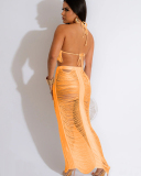 Vacation Summer Women Sexy Beach Two Piece Skirt Set