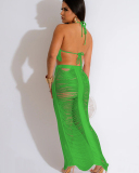 Vacation Summer Women Sexy Beach Two Piece Skirt Set
