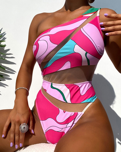 Floral Printed Women One Piece Swimsuit S-L