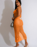 Sleeveless Women V-neck Hollow Out Dress S-XXL