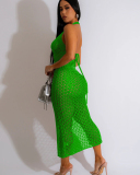 Sleeveless Women V-neck Hollow Out Dress S-XXL