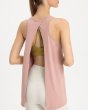 Breathable Women Sleeveless Loose Back Slit Cover Yoga Vest Gray Pink Black White Purple S-XL