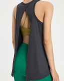 Breathable Women Sleeveless Loose Back Slit Cover Yoga Vest Gray Pink Black White Purple S-XL