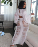 Knitted Women Hot Wholesale New Beach Two Piece Skirt Set  S-XXL
