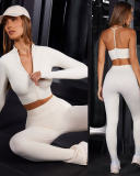 Women Long Sleeve Knit Running Yoga Tops Zipper Coat S-L