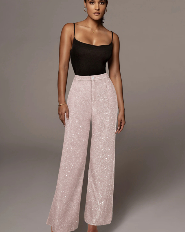 Sequin Loose Style Women Fashion Pants S-XXL