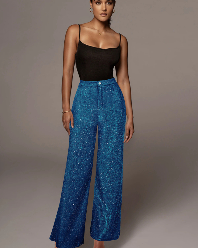 Sequin Loose Style Women Fashion Pants S-XXL