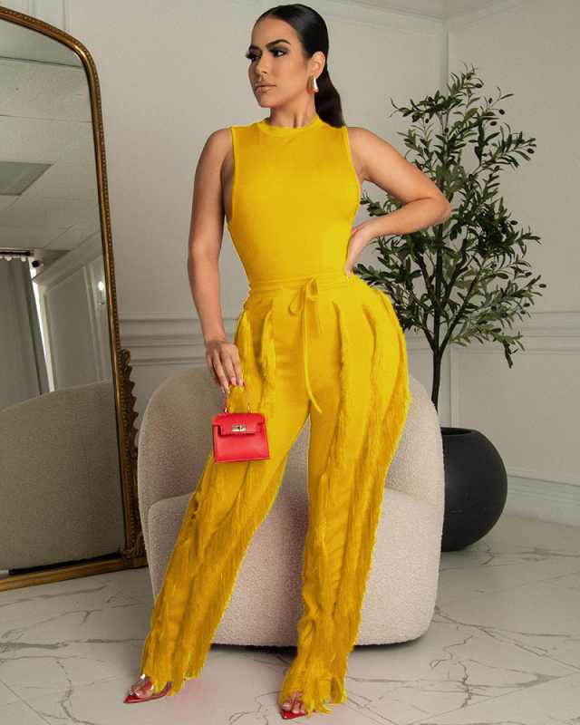Sleeveless Women Summer Unique Hot Two Piece Pant Set
