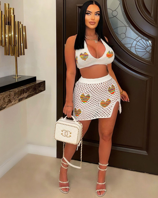 Knitted Women Wholesale New Beach Two Piece Skirt Set
