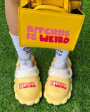 Popular Winter B!tch Printed Hot Sale Fur Sandals Bags