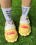 Popular Winter B!tch Printed Hot Sale Fur Sandals Bags