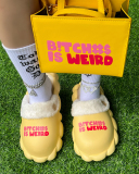 Popular Winter B!tch Printed Hot Sale Fur Sandals Bags