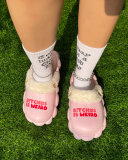 Popular Winter B!tch Printed Hot Sale Fur Sandals Bags