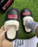 Popular Winter B!tch Printed Hot Sale Fur Sandals Bags
