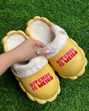 Popular Winter B!tch Printed Hot Sale Fur Sandals Bags