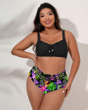 Florals Printed High Waist Women Plus Size Swimwear L-4XL