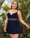 New Hot Sale Casual High Waist Plus Size Swimwear Black Purple Deep Blue Green L-4XL