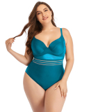 Women High Waist Solid Color Sexy Plus Size One-piece Plus Size Swimwear L-4XL