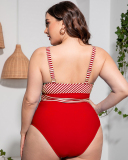 Women V Neck Sexy Wrap One Piece Plus Size Swimwear L-4XL