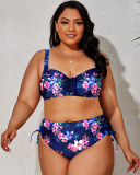 Wholesale Fashion Printed Women Two Pieces Plus Size Swimwear L-4XL