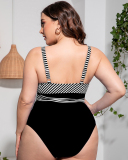 Women V Neck Sexy Wrap One Piece Plus Size Swimwear L-4XL