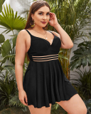 New Hot Sale Casual High Waist Plus Size Swimwear Black Purple Deep Blue Green L-4XL