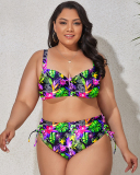 Wholesale Fashion Printed Women Two Pieces Plus Size Swimwear L-4XL