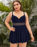 New Hot Sale Casual High Waist Plus Size Swimwear Black Purple Deep Blue Green L-4XL