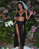 Black 3 Piece Set Women Mesh Swimwear Set