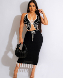 Knitted Women Cute Sexy Two Piece Skirt Dress S-XL