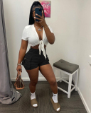 Summer Big Pocket High Waist Solid Color Women Shorts Khaki Black Pink Army Green XS-XL
