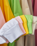 260g Heavy Fabric Pocket Pure Cotton Long Sleeves Threaded Cuffs Two Stitches Solid Color Bottoming Shirt Tops