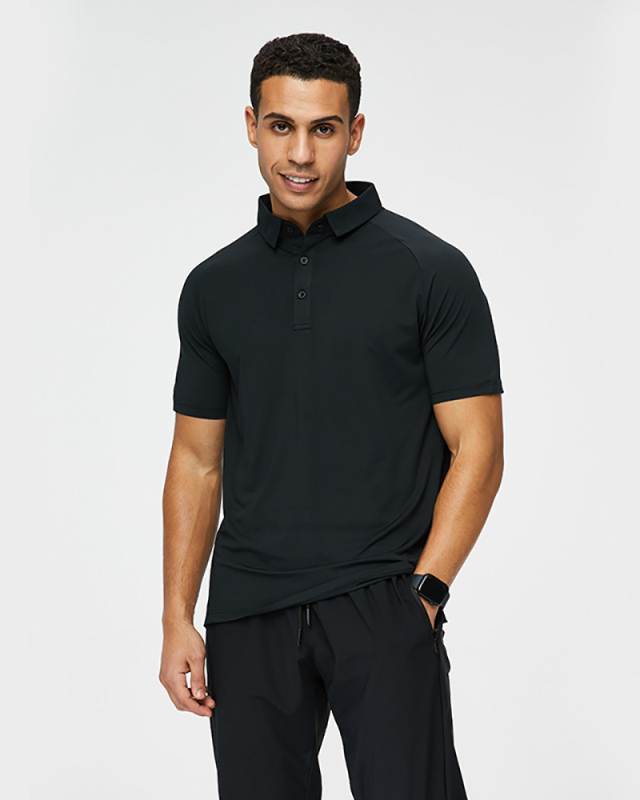 Lapel  Work Shorts Sleeve Business Men's T-shirt White Black Blue Green M-3XL