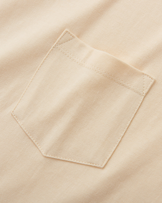 260g Heavy Fabric Pocket Pure Cotton Long Sleeves Threaded Cuffs Two Stitches Solid Color Bottoming Shirt Tops