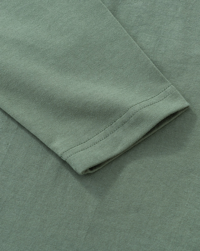 250g Heavy Fabric Pure Cotton Loose Straight Mouth Long Sleeves Two Stitches Spring and Autumn All-match Solid Color Bottoming Shirt