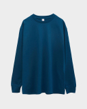 250g Fabric 17 Cotton Heavyweight Blank Shirts Round Neck Long Sleeves Threaded Cuffs T-Shirts Thick Solid Color Parent-child Long Sleeves
