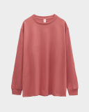 250g Fabric 17 Cotton Heavyweight Blank Shirts Round Neck Long Sleeves Threaded Cuffs T-Shirts Thick Solid Color Parent-child Long Sleeves