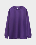 250g Fabric 17 Cotton Heavyweight Blank Shirts Round Neck Long Sleeves Threaded Cuffs T-Shirts Thick Solid Color Parent-child Long Sleeves