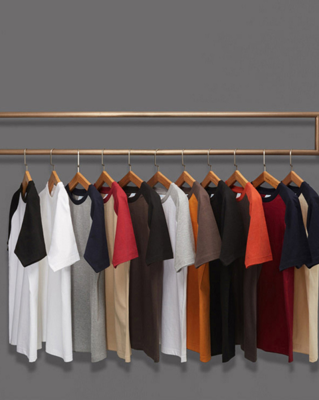 230g Fabric Raglan T-shirt Retro Heavy Raglan Cotton Color Contrast Short-sleeved T-shirt for Men and Women