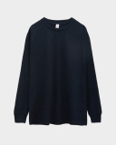 250g Fabric 17 Cotton Heavyweight Blank Shirts Round Neck Long Sleeves Threaded Cuffs T-Shirts Thick Solid Color Parent-child Long Sleeves