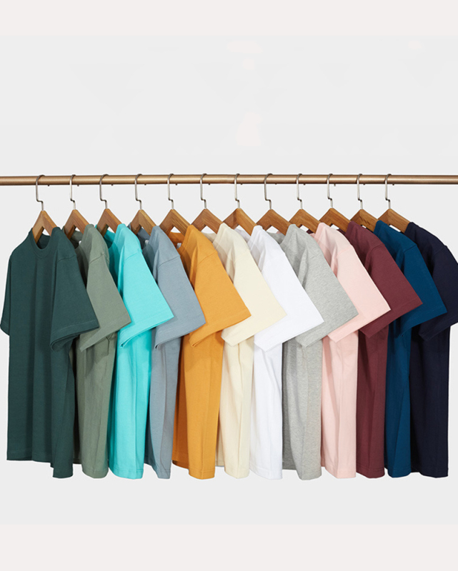 300g Pure Cotton Fabric Solid Color Round Neck Bottoming Bucket Knit Short-sleeved T-shirt