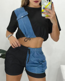 Factory Wholesale Women Colorblock Two Piece Short Set